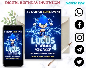 Sonic the Hedgehog  Professional Birthday Invite, Digital Invitation Share with Family And Friends, Printable, Sonic Birthday Invitation
