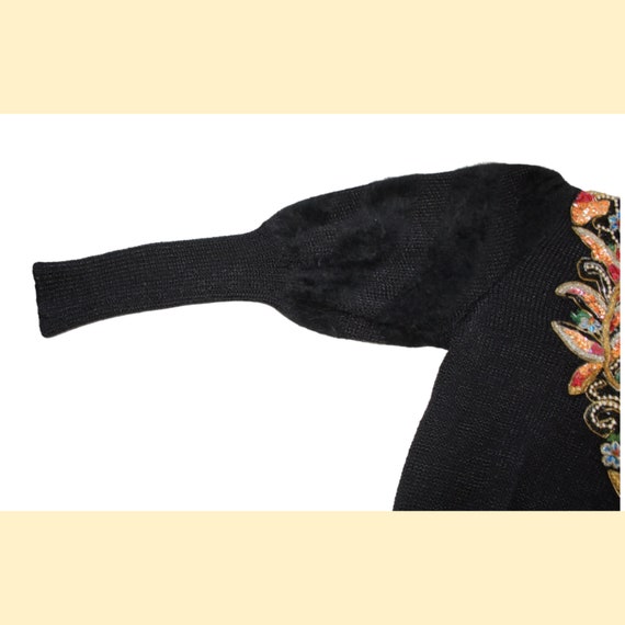 Vintage Angora Blend beaded sequins women's black… - image 10