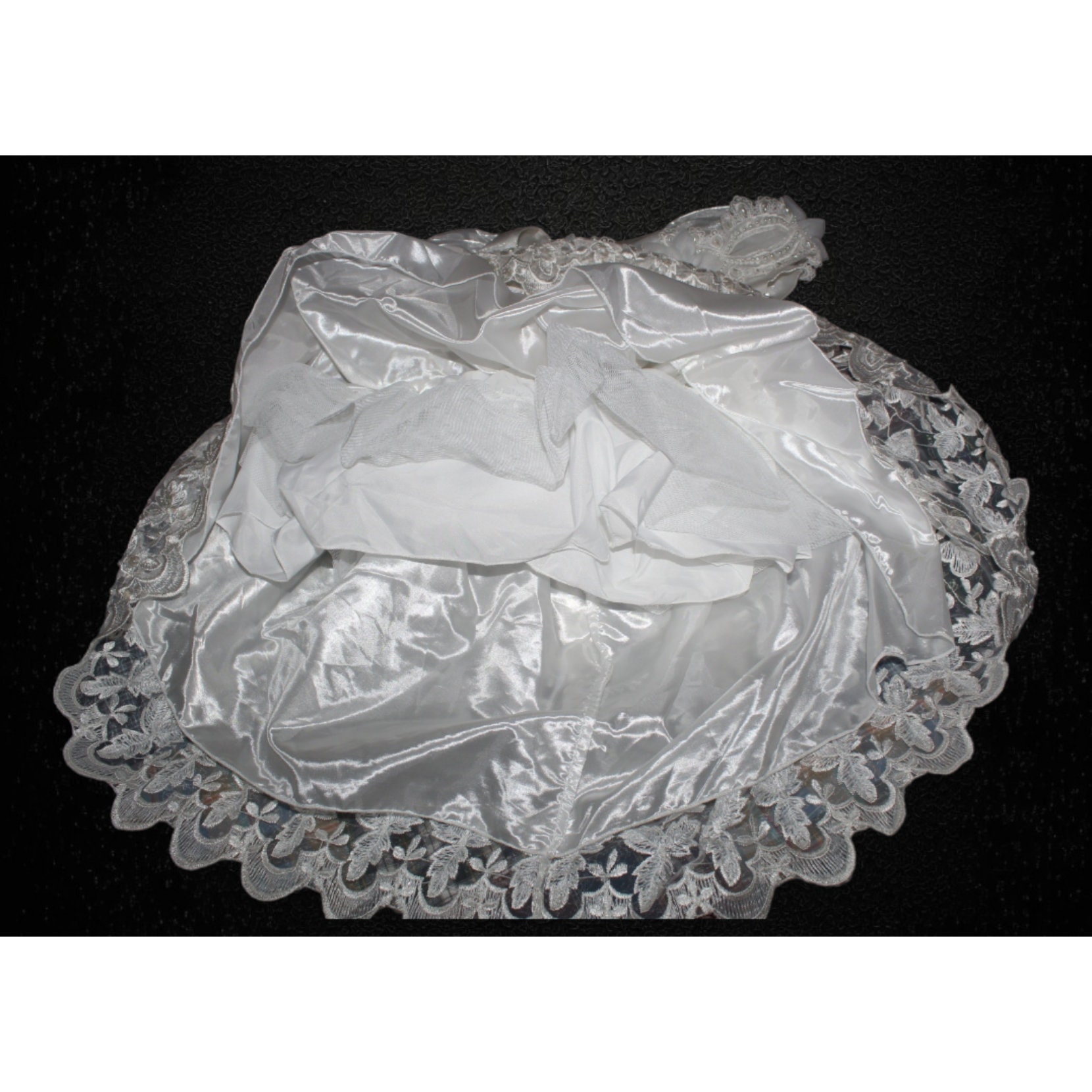 Vintage ANGELS Baptism Lace & Pearl White Embellished Girl Dress  display picture 1