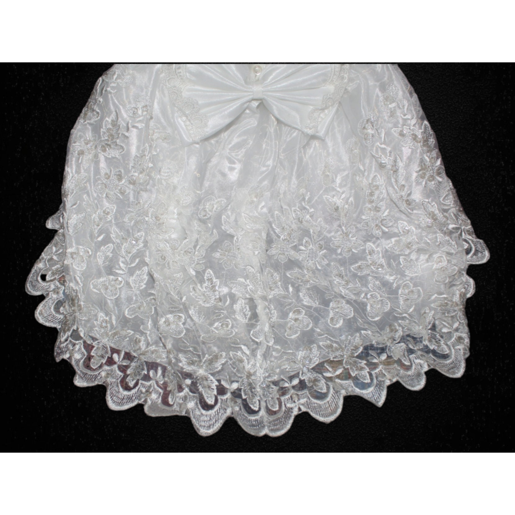Vintage ANGELS Baptism Lace & Pearl White Embellished Girl Dress  display picture 1