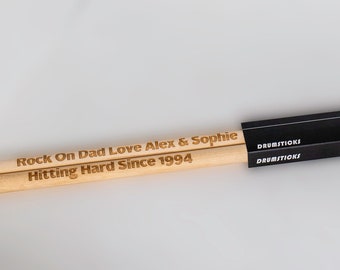 Personalised Custom Drum Sticks Finished To Your Specifications Making An Amazing & Thoughtful Musicians Gift For A Drummer 5A Music Gift