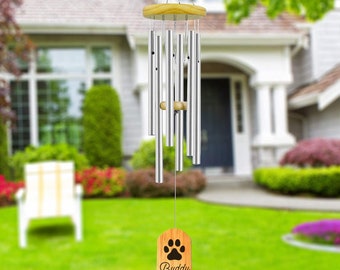 Personalized Double Sided Dog Memorial Wind Chime - Custom Engraving - Indoor Or Outdoor Pet Loss Remembrance For The Garden Tribute Piece