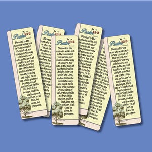 PSALM 1:1-3 - 6 Scripture Bookmarks, Bible Verse Bookmark, Christian Gifts, Bible Quote, Encouragement, Study Tools