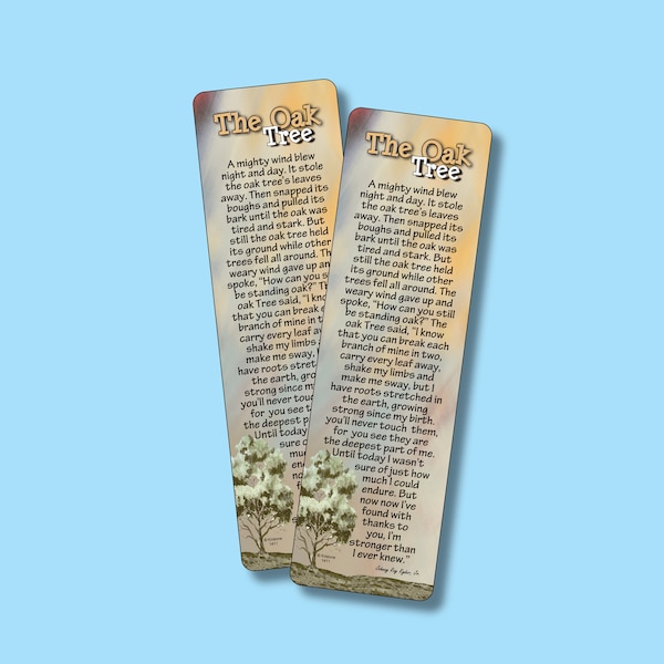 The Oak Tree - Poem, Motivational, Encouragement, Inspirational - Verse Bookmarks (VBM)