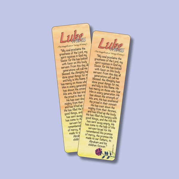 LUKE 1:46-55 - Scripture Bookmark, Bible Verse Bookmark, Christian Gifts, Bible Quote, Encouragement, Study Tools