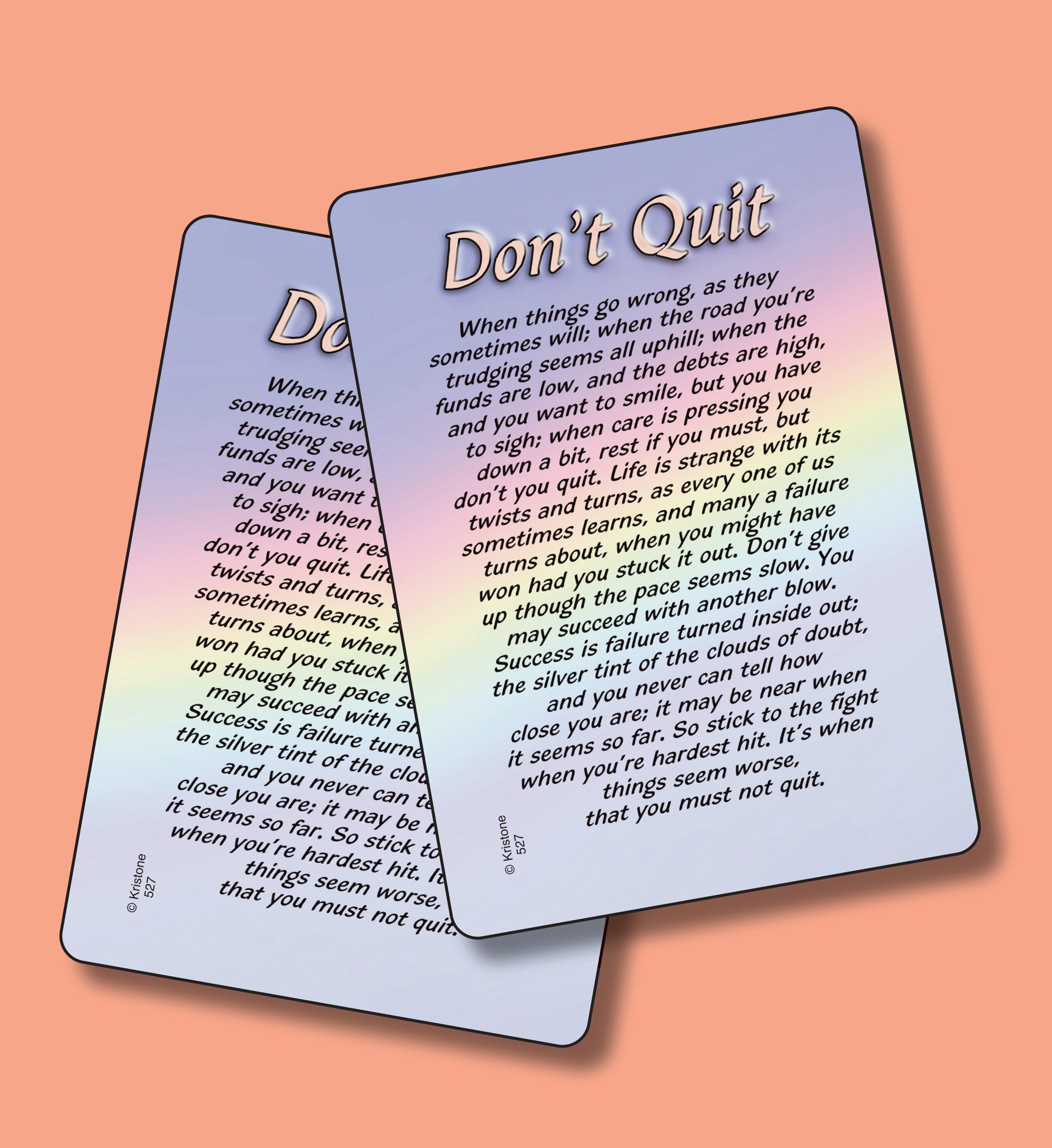Don't Quit Poem Verse Card Wallet Pocket Inspirational - Etsy