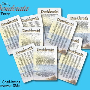 Poema Desiderata - Tarjeta con miniverso, billetera, bolsillo, inspirador, motivador, estímulo, religioso, simpatía (CTG)
