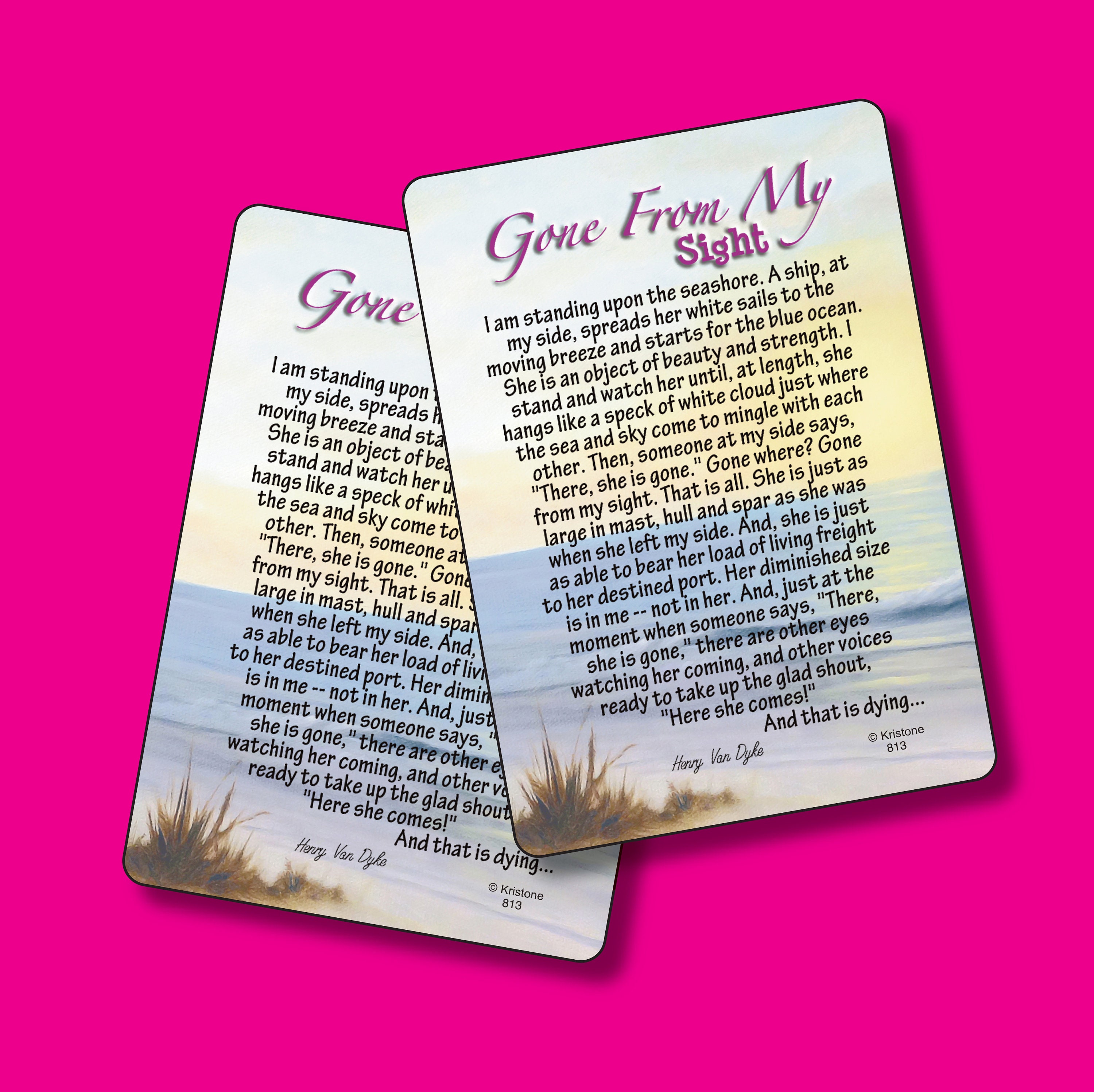 Gone From My Sight Verse Card, Wallet, Pocket, Inspirational ...