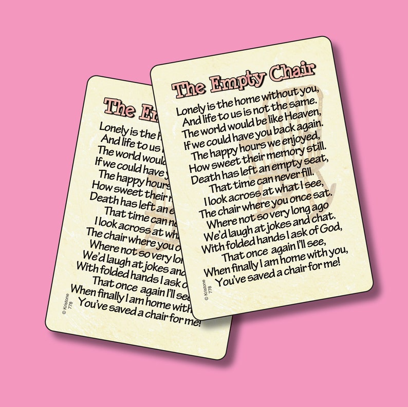 The Empty Chair Poem Verse Card Wallet Pocket - Etsy
