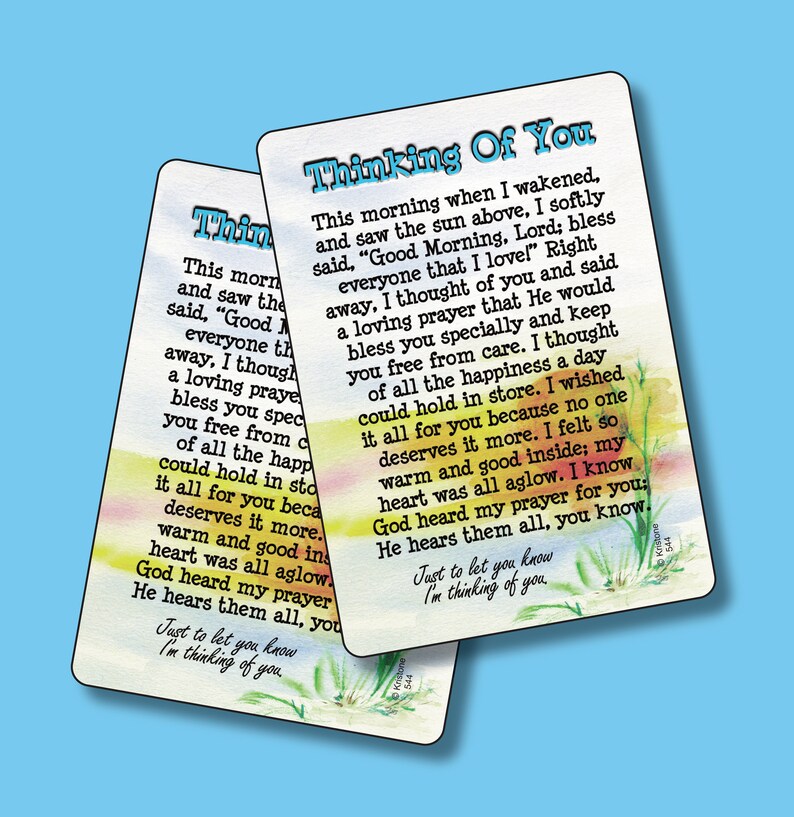 Thinking of you poem verse card wallet pocket inspirational