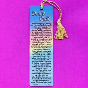 DON&#39;T QUIT - Tassel Bookmark - Encouragement, Inspirational, Motivating, Religious