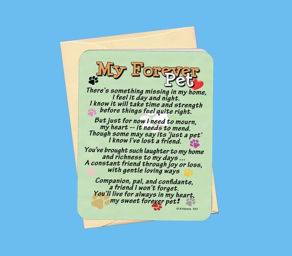 My Forever Pet Poem Pet Memorial Sympathy Greeting Card Pet | Etsy