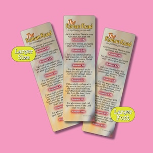 The ROMAN ROAD - 3 No-Tassel Bookmarks - Inspirational, Motivating, Encouragement, Christian, Scripture, Bible Study