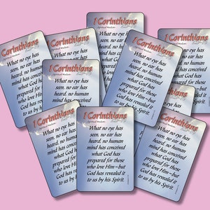 1 CORINTIOS 2:9-10 "Sabiduría Espiritual" - Tarjeta con versículos cortos, para billetera, bolsillo, inspiradora, alentadora, religiosa, escritura (CTG)