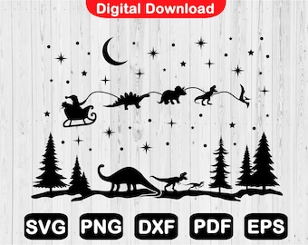 Kerstdinosaurus sleetocht SVG: kindershirtontwerp (digitale download)