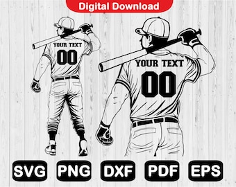 Custom Baseball Player SVG: Shirt Design, Cricut Files (Digital Download)