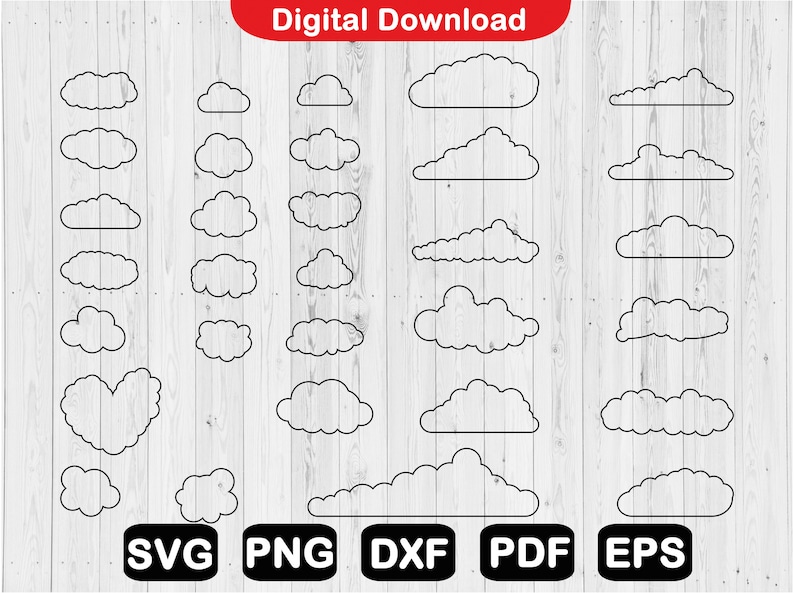 Clouds Svg Bundle, Cloud Cut Files, Cloud for Cricut, Cloud Silhouette ...