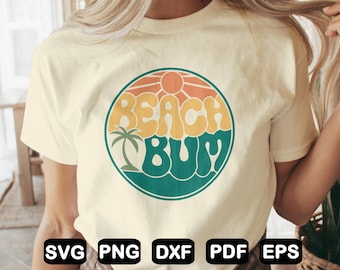 Beach Bum Retro Summer SVG: Cricut Cut Files (Digital Download)