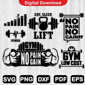 Fitness SVG Bundle: Gym Workout Motivation (Digital Download)