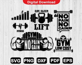 Fitness SVG Bundle: Gym Workout Motivation (Digital Download)