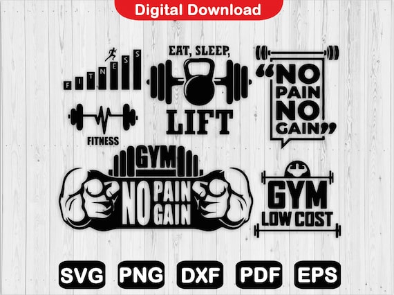 Fitness SVG Bundle: Gym Workout Motivation (Digital Download)