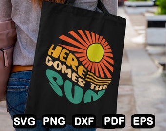 Here Comes The Sun SVG: Retro Summer Clipart (Digital File)