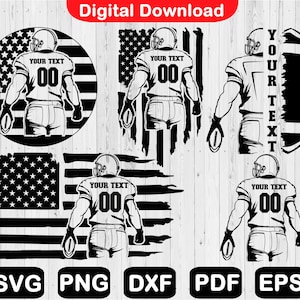 Football Svg Bundle, Football Player Svg, Custom Football Player Svg, Football Name Svg, Svg Files For Cricut, Cut File, Png, Svg, Eps, Dxf