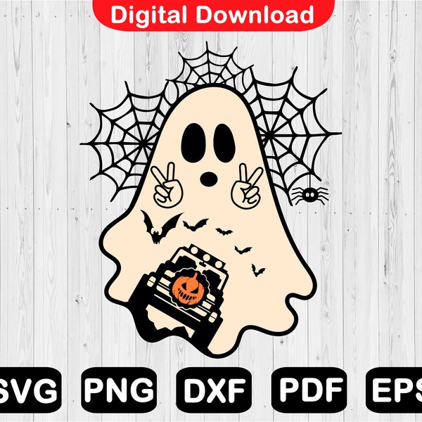 Ghost Off Road Car Svg, Funny Ghost 4x4 Design, Retro Ghost OffRoad Svg, Halloween Off Road Svg Files For Cricut, Png, Svg, Pdf, Dxf, Eps