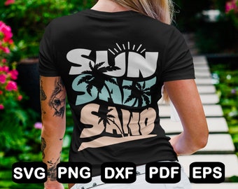 Sun Salt Sand SVG: Summer Vacation T-Shirt Design (Digital File)