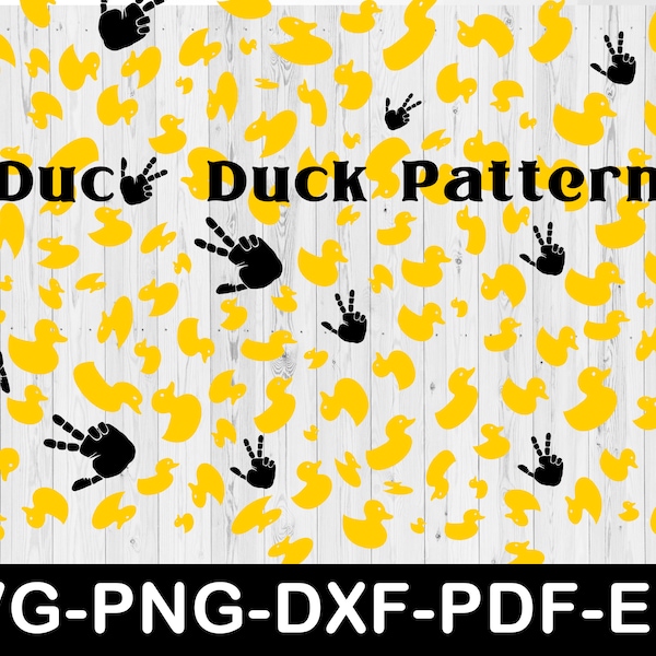 Duck Duck Wave Pattern Svg, Peace Hand Duck Print, Rubber Duck Pattern, Svg File For Cricut, Patterns For Printing, Png, Svg, Pdf, Dxf, Eps