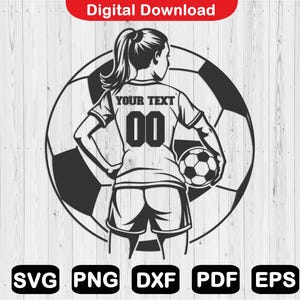 Soccer Girl Player Svg, Personalized Name Svg, Soccer Svg, Soccer Clipart, Svg Files For Cricut, Cut Files, Png, Svg, Pdf, Dxf, Eps