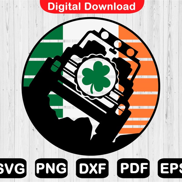 Shamrock 4X4 Off Road Svg, St. Patricks Day Digital Download, Clover Svg, Ireland Svg, Clover 4x4, Cricut, Clipart, Png, Svg, Dxf, Pdf, Eps