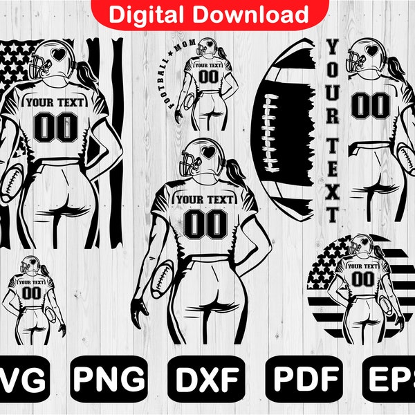 Football Mom Svg Bundle, Customizable Football Svg, Football Shirt Svg, Football Svg, Svg Files For Cricut, Clipart, Png, Svg, Dxf, Pdf, Eps