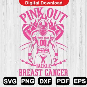 Pink Out Breast Cancer Football Svg, Awaraness Svg (Digital Download)
