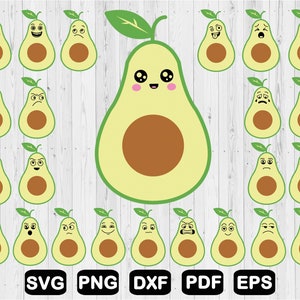 Avocado Svg Bundle, Fruit Svg, Cute Kawaii Avacado Svg, Summer Fruit ...