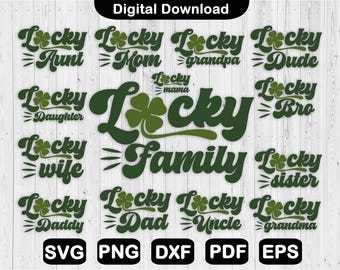 Lucky Family SVG Bundle: St Patricks Day Clipart (Digital Download)