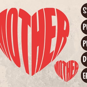 Mother&#39;s Day Heart Svg: Cricut Cut File, Clipart (Digital Download)