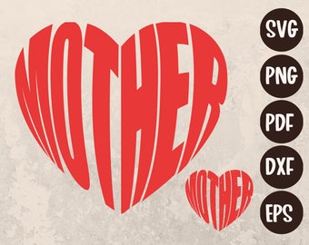 Muttertags-Herz-Svg: Cricut-Schnitt-Datei, Clipart (digitaler Download)