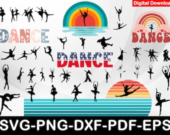 SVG-bundel dans: ontwerpen danseres silhouet (digitale download)
