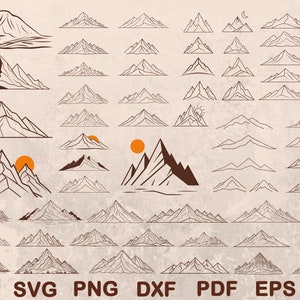 Berg Svg bundel, Boho berg Svg, berg Png, Vector, Svg-bestanden voor Cricut, gesneden bestanden, Clipart, zeer fijne tekeningen, silhouet, Png, Dxf, Eps