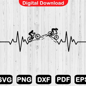 Mountain Bike Svg, Heart Beat Couple MTB Svg, Couple Biker Svg, Outdoor Svg, Adventure Svg, Cricut, Clipart, Cut File, Png, Svg, Dxf, Eps