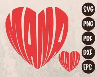 Mama Heart SVG: design per maglietta per la festa della mamma (download digitale)