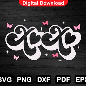Xoxo Svg, Xoxo Png, Retro Groovy Valentine Svg, Xo Heart Kisses Happy Valentine’s Day Design, Svg File For Cricut, Cut File, Clipart,