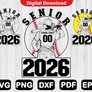 Senior 2026 Svg, Softball Player Svg, Class of 2026 Svg, Graduate Svg, Svg Files For Cricut, Clip Art, Cut File, Png, Svg, Pdf, Dxf, Eps