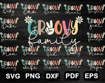 Paquete SVG de Groovy Family: Archivos retro de Cricut (descarga digital)