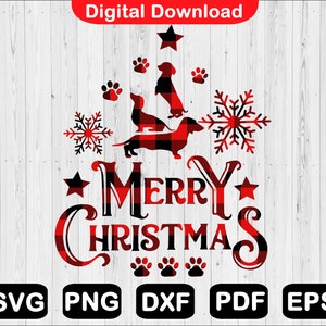 Christmas Dackel Svg, Weihnachten Hund Svg, Büffel Karo Dackel Svg, Dackel Svg, Dackel Svg, Cricut, Png, Svg, Pdf, Dxf, Eps