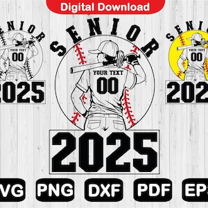 Senior 2025 Svg, Softball Player Svg, Class of 2025 Svg, Graduate Svg, Svg Files For Cricut, Clip Art, Cut File, Png, Svg, Pdf, Dxf, Eps