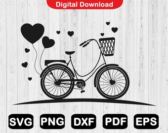 Heart Bicycle SVG: Valentine's Day Bike Clipart (Digital Download)