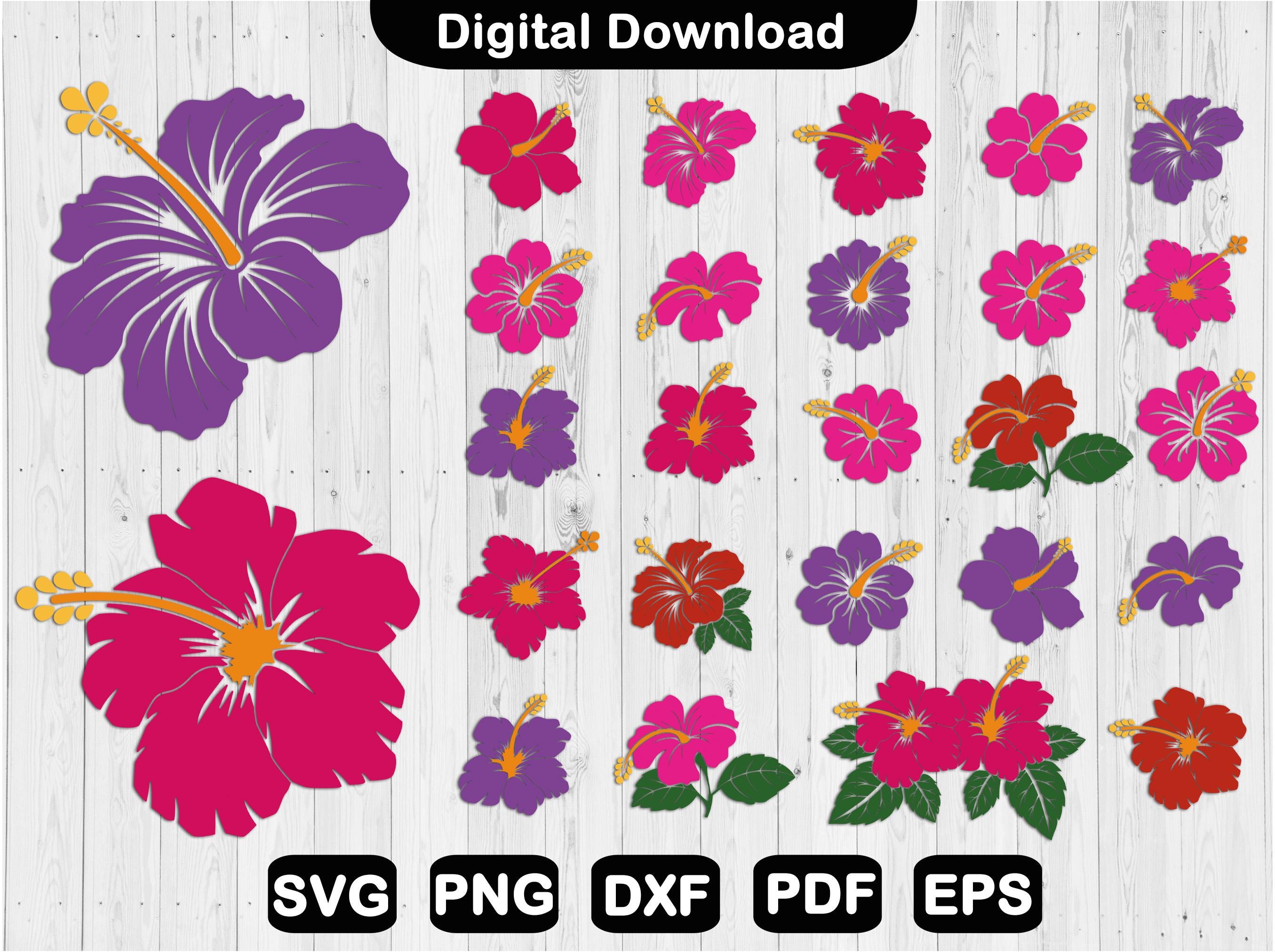 Hibiscus Flower SVG Bundle: Tropical Floral Clip Art (digital Download ...
