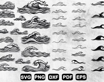 Wave SVG-paket: Strandsommar Clipart (Digitala filer)